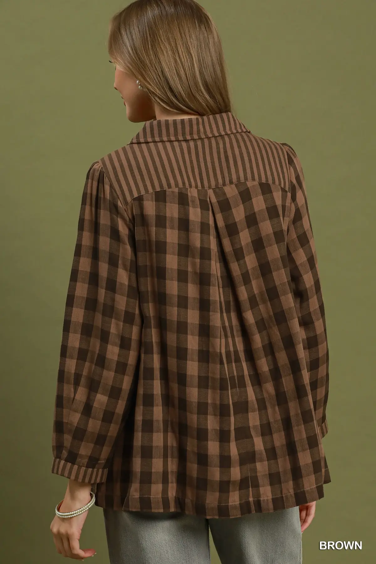Cocoa Check Collared Blouse 🤎