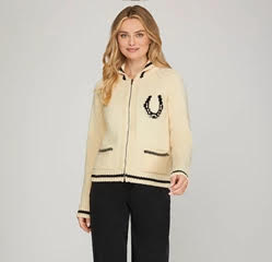 Cream Cardigan Sweater w/ Horse Design