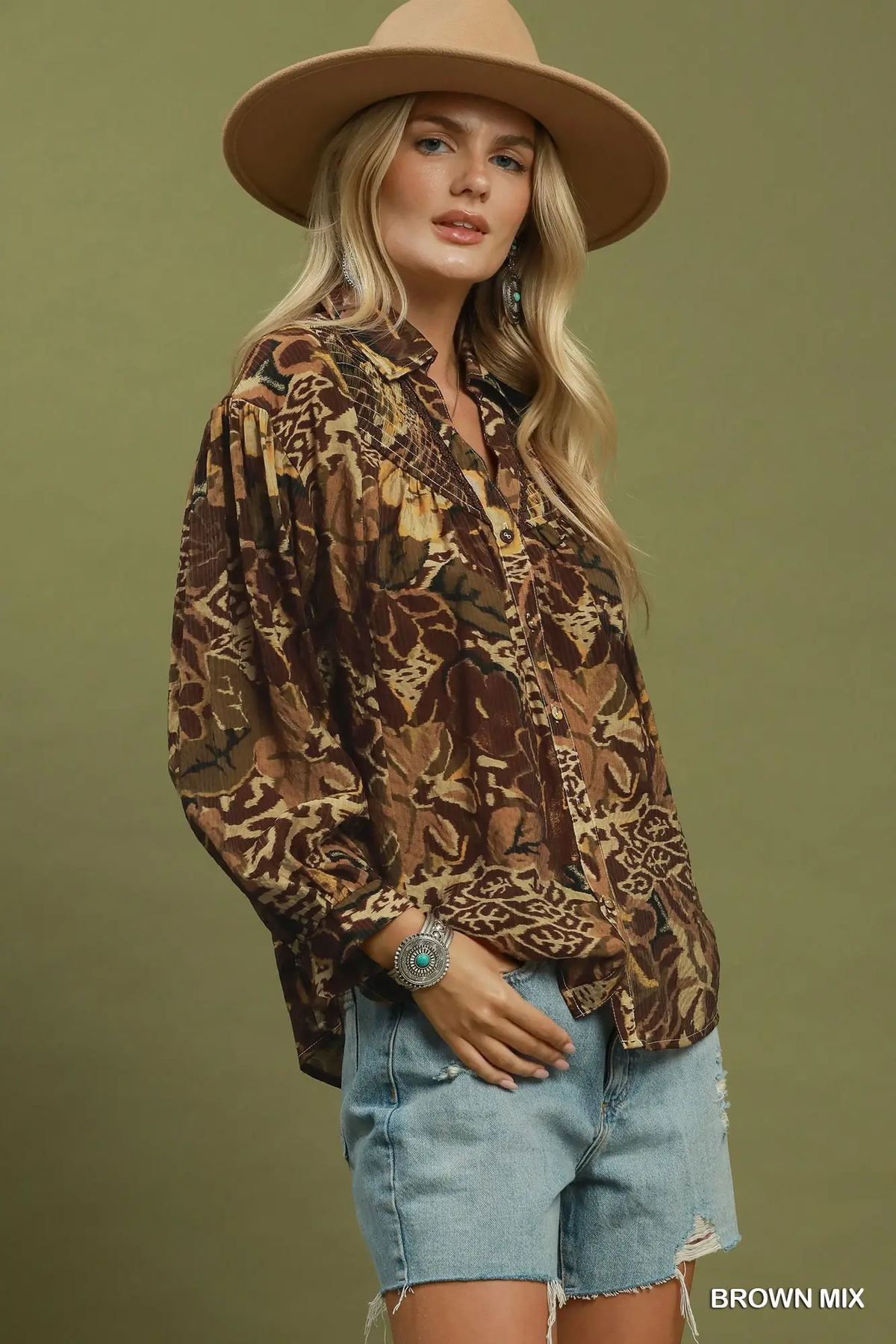 Autumn Tapestry Smocked Blouse 🍂
