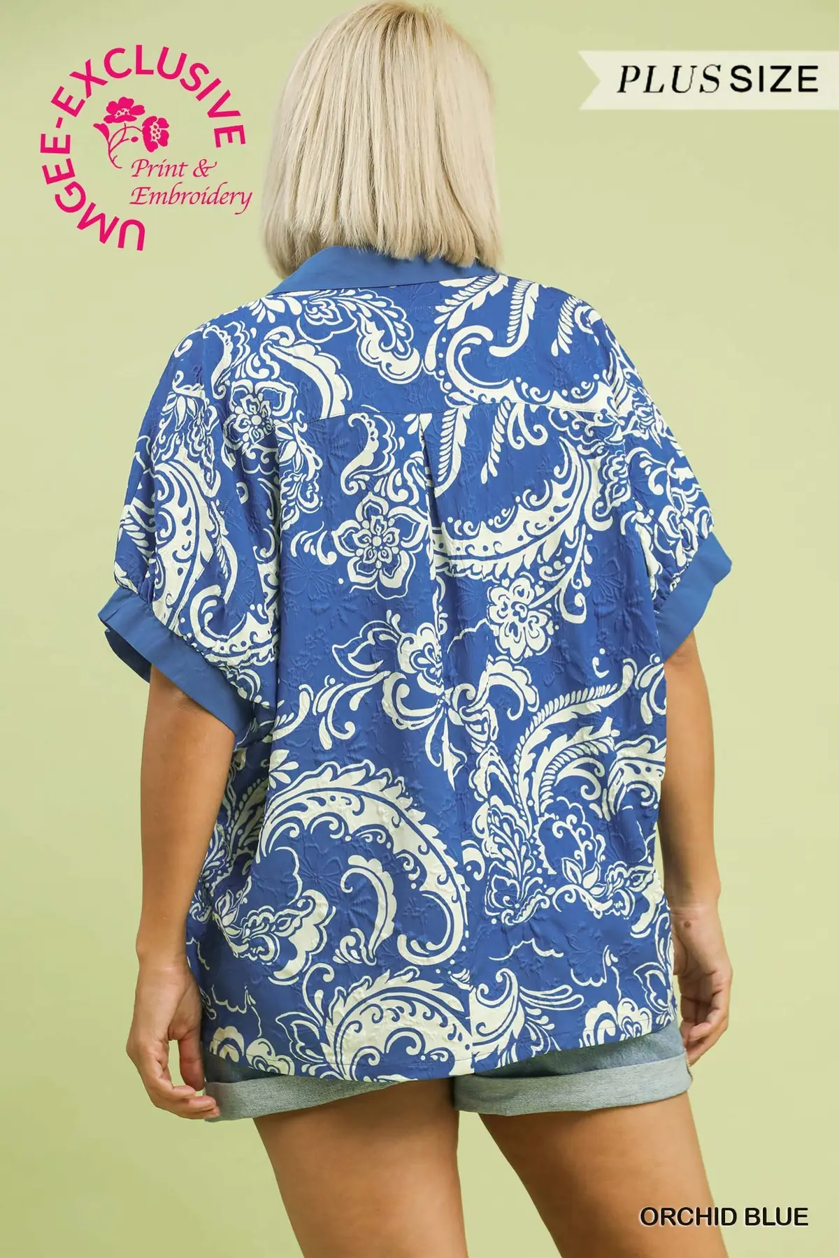 Orchid Blue Paisley Pop Top