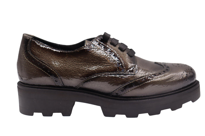 ERIC MICHAEL TORIE CRINKLE PATENT WINGTIP PLATFORM OXFORD