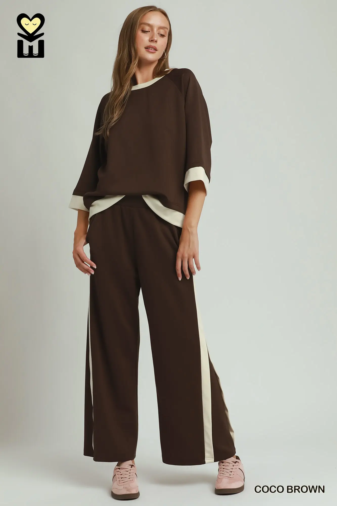 Coco Brown Color Block LuxeKnit Lounge Set
