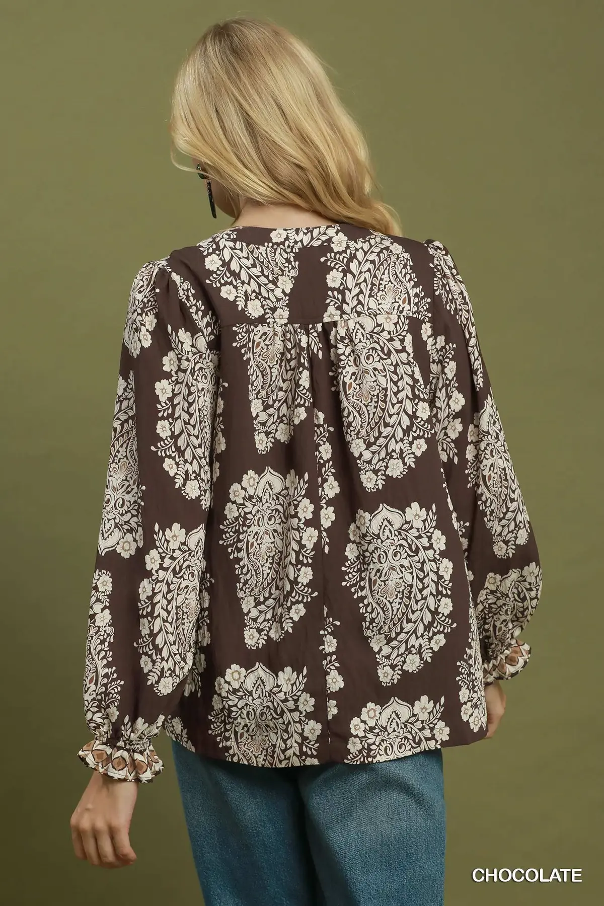 Chocolate Paisley Yoke Blouse 🤎