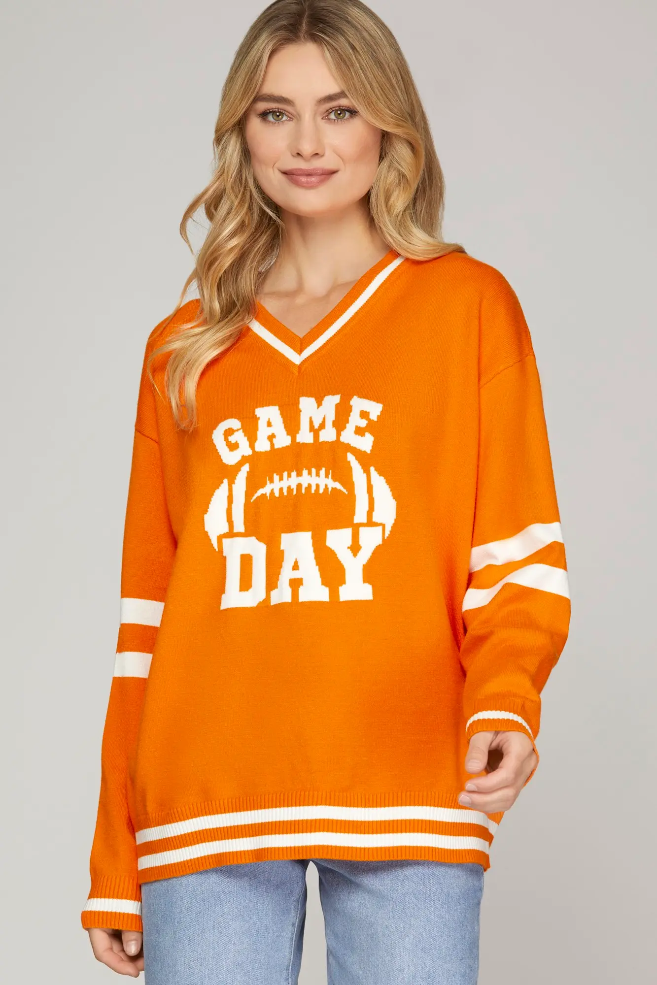 Game Day Football UTRGV Orange Sweater Top