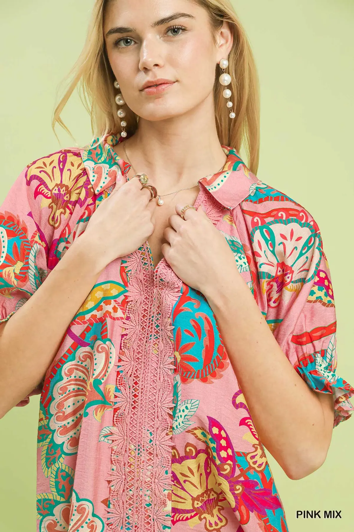 Pink Mix Paisley V-Neck Top