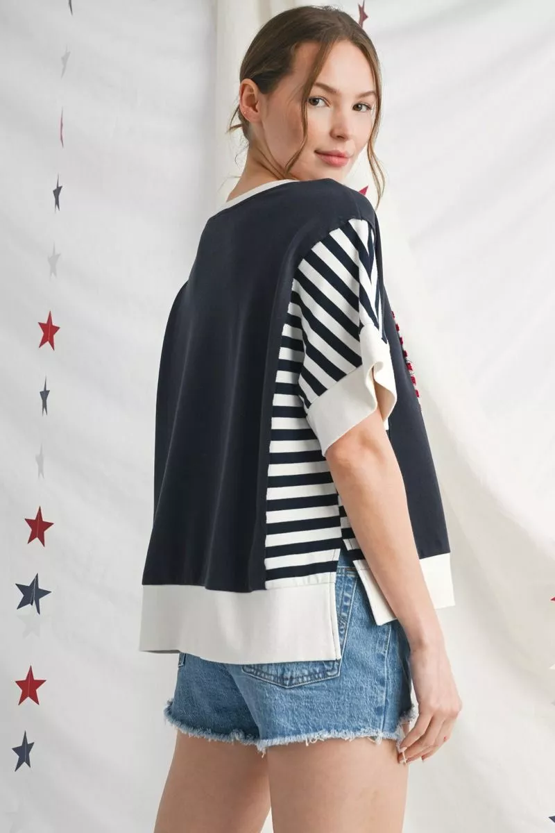 Vintage Americana Flag Top 🇺🇸