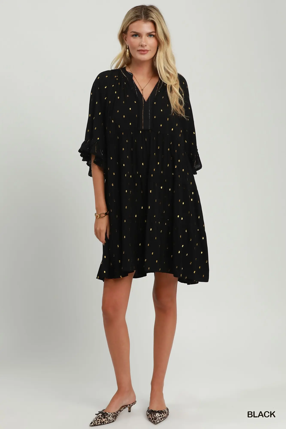 Golden Night Metallic Dot Dress ✨🖤