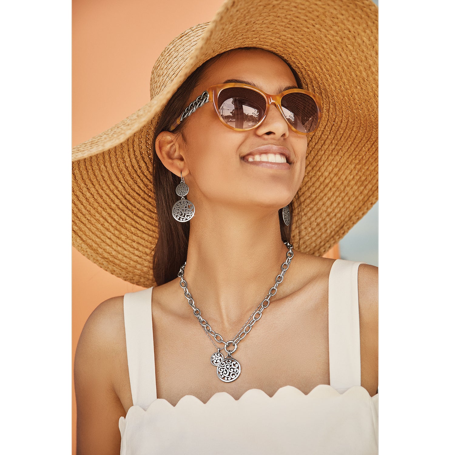 Contempo Medallion Duo French Wire Earrings - Silver