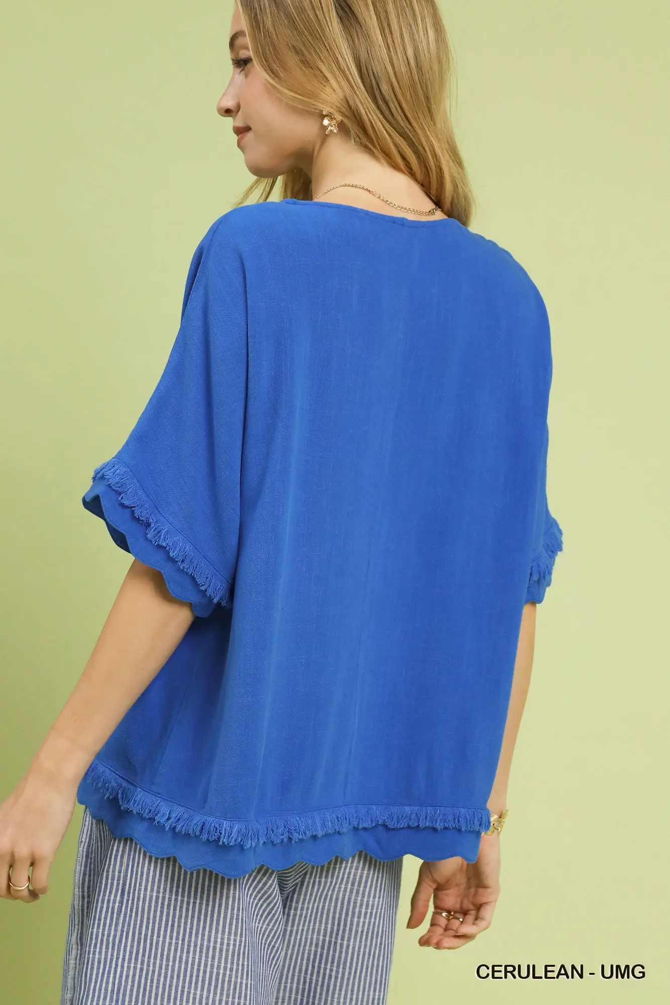 Cerulean Coast Linen Scallop Top