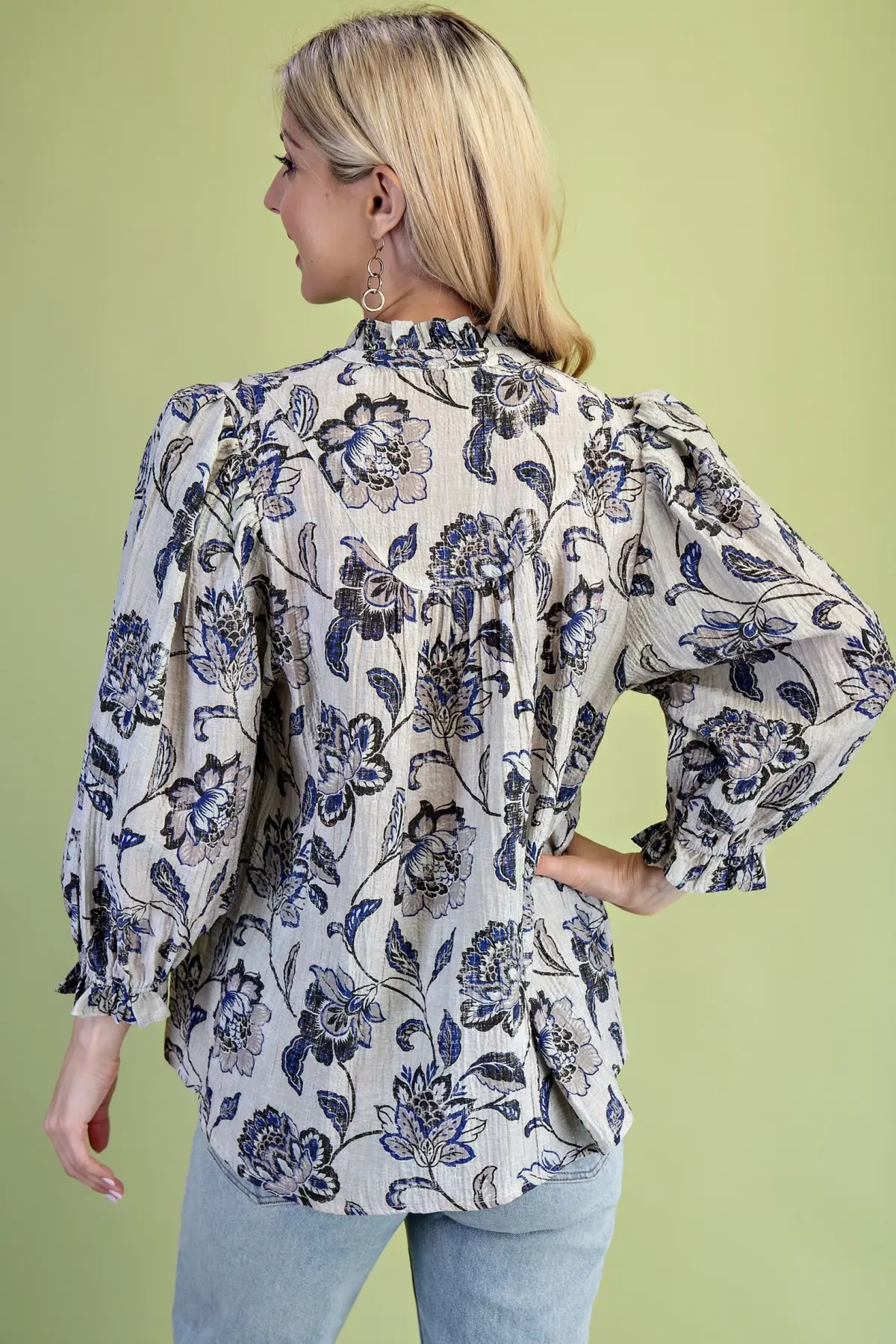 Blue Willow Floral Blouse