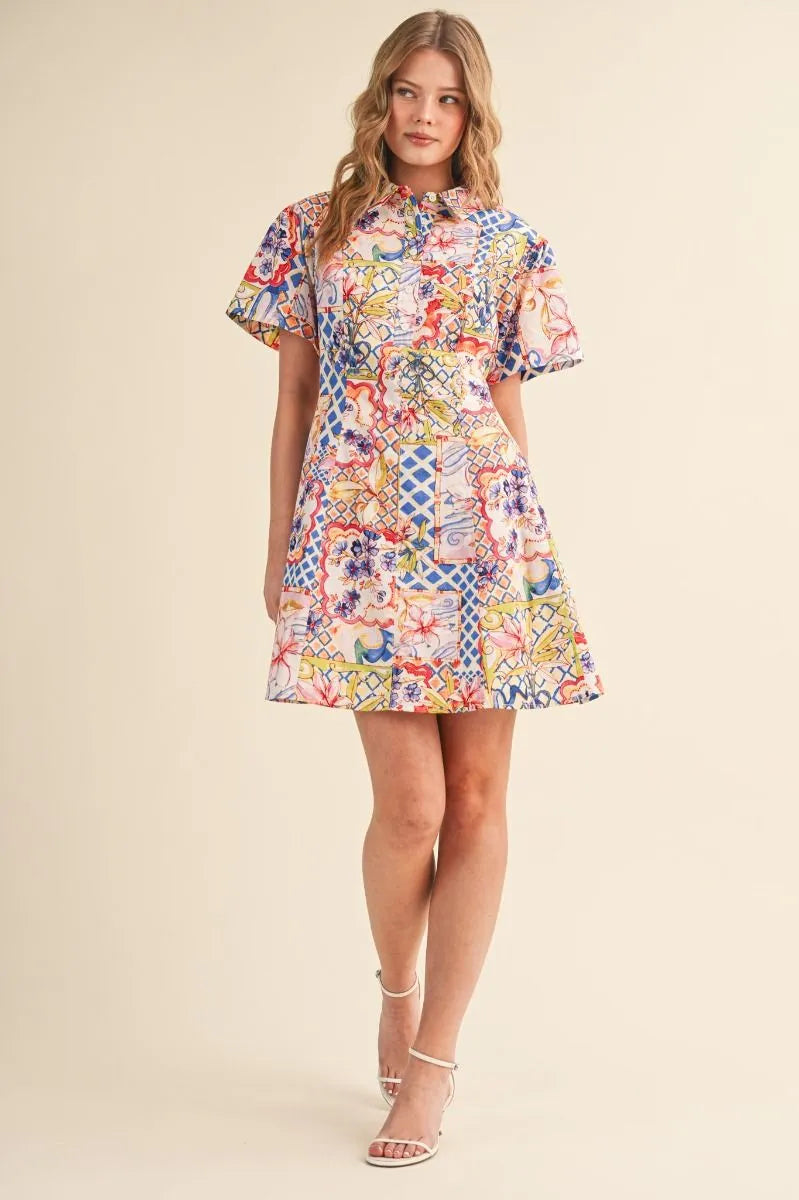 Painted Tile Floral Dress