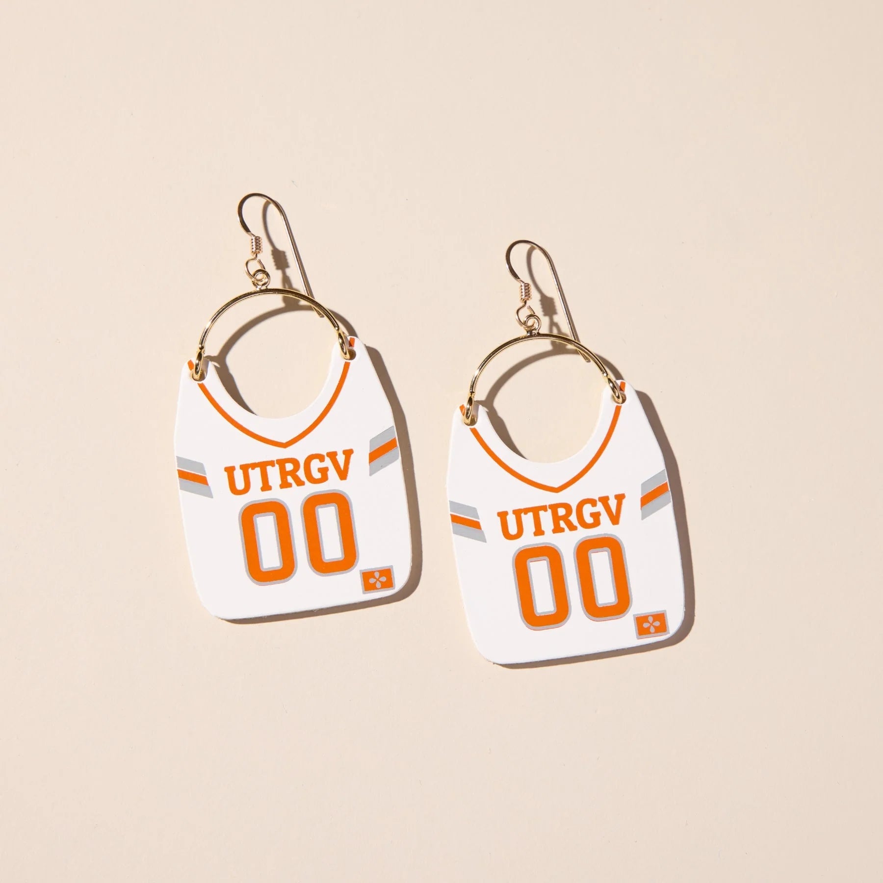 White UTRGV Vaquero Jersey Earrings